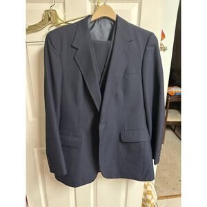 Eagle Clothes 3 Pc Suit Men Black Stripe VNT 70s Wool Vest Jacket 42 Pants 38x28